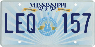 MS license plate LEQ157