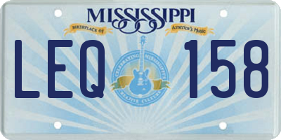 MS license plate LEQ158