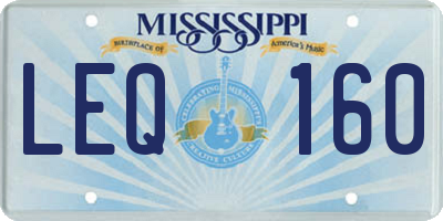 MS license plate LEQ160