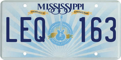 MS license plate LEQ163