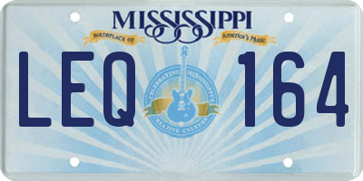 MS license plate LEQ164