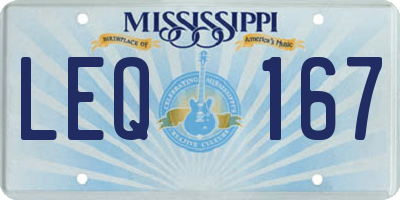 MS license plate LEQ167