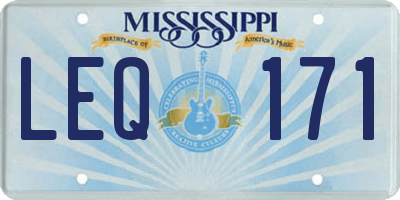 MS license plate LEQ171