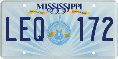MS license plate LEQ172