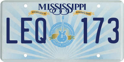 MS license plate LEQ173