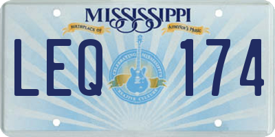 MS license plate LEQ174