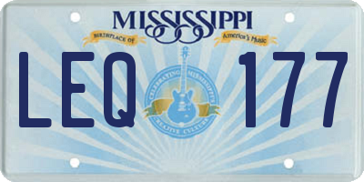 MS license plate LEQ177