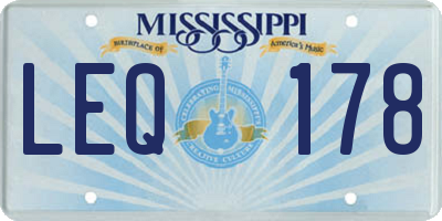 MS license plate LEQ178