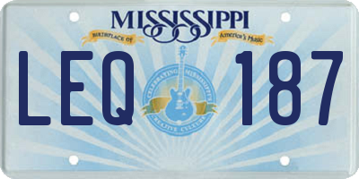 MS license plate LEQ187