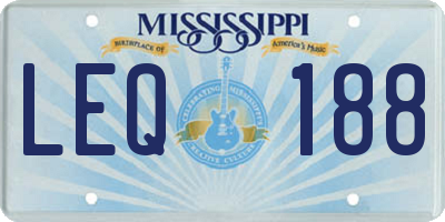 MS license plate LEQ188