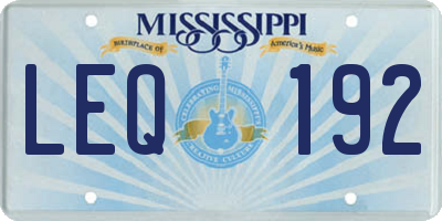 MS license plate LEQ192
