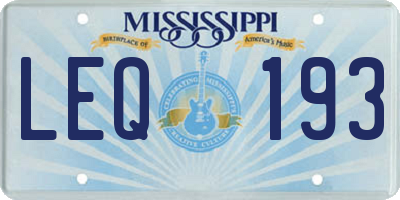 MS license plate LEQ193