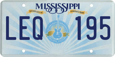 MS license plate LEQ195