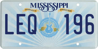 MS license plate LEQ196
