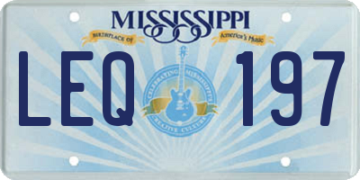 MS license plate LEQ197