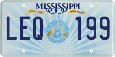 MS license plate LEQ199