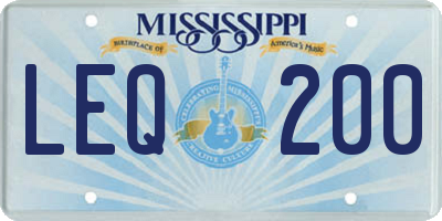 MS license plate LEQ200