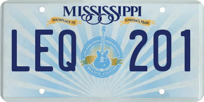 MS license plate LEQ201