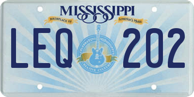 MS license plate LEQ202