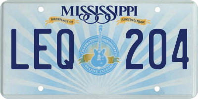 MS license plate LEQ204