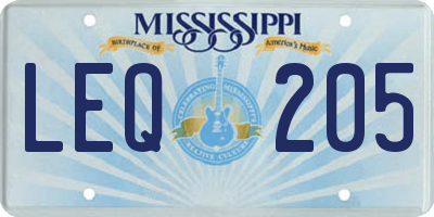 MS license plate LEQ205