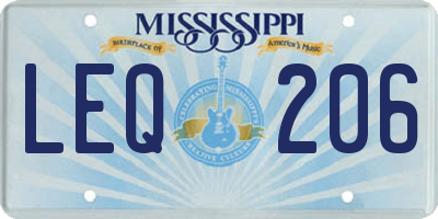 MS license plate LEQ206