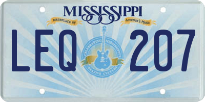 MS license plate LEQ207