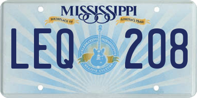 MS license plate LEQ208
