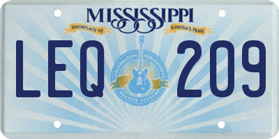 MS license plate LEQ209