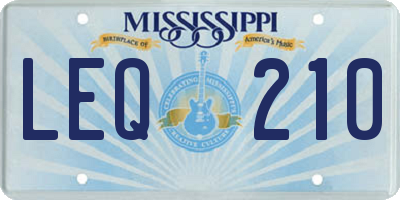 MS license plate LEQ210