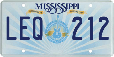 MS license plate LEQ212
