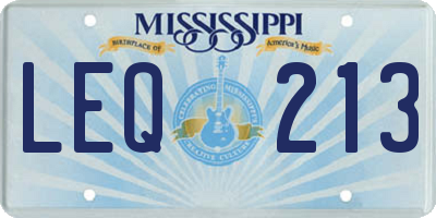 MS license plate LEQ213