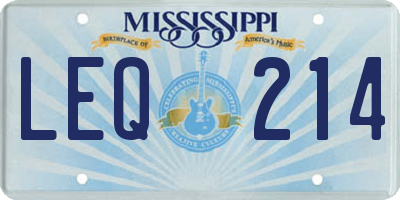 MS license plate LEQ214