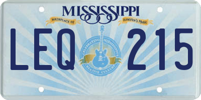 MS license plate LEQ215