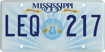 MS license plate LEQ217