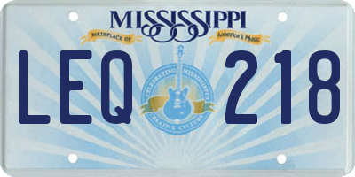 MS license plate LEQ218