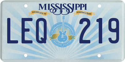 MS license plate LEQ219