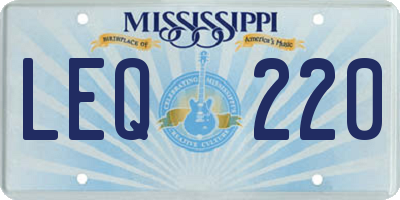 MS license plate LEQ220