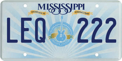 MS license plate LEQ222