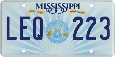 MS license plate LEQ223