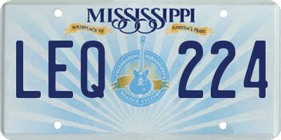 MS license plate LEQ224