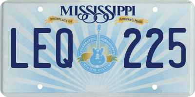 MS license plate LEQ225