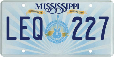 MS license plate LEQ227