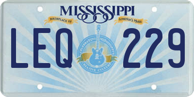 MS license plate LEQ229