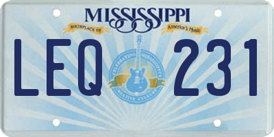MS license plate LEQ231