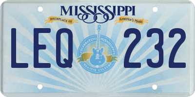 MS license plate LEQ232