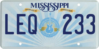 MS license plate LEQ233