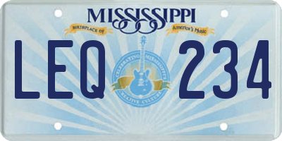 MS license plate LEQ234