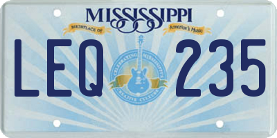 MS license plate LEQ235