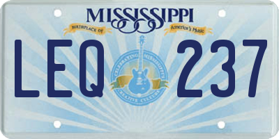 MS license plate LEQ237
